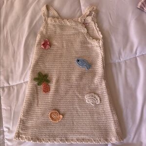 Zara Cream Crochet Dress with Pastel Ocean & Tropical Appliqués